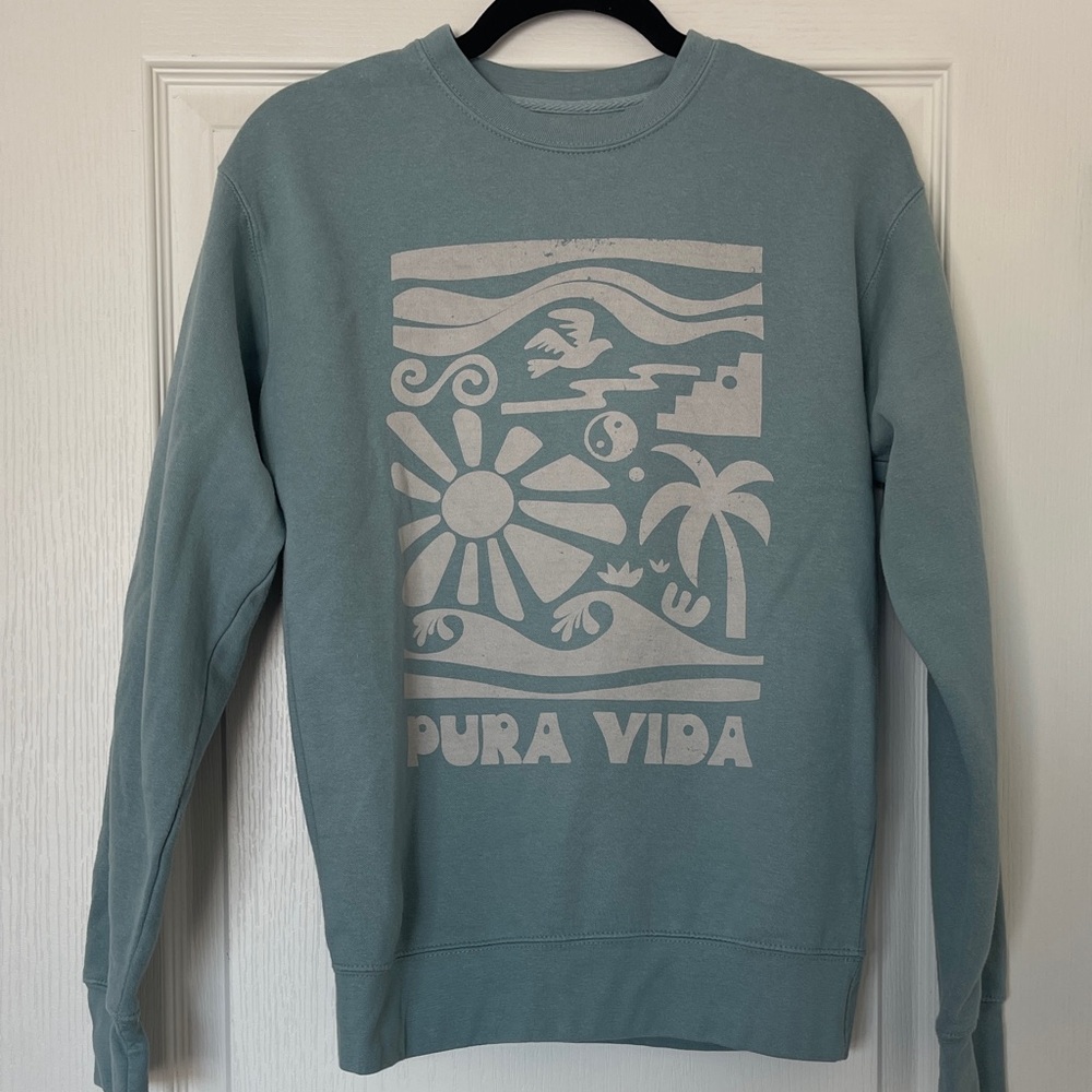 Pura Vida Men's Teal Crewneck Sweater